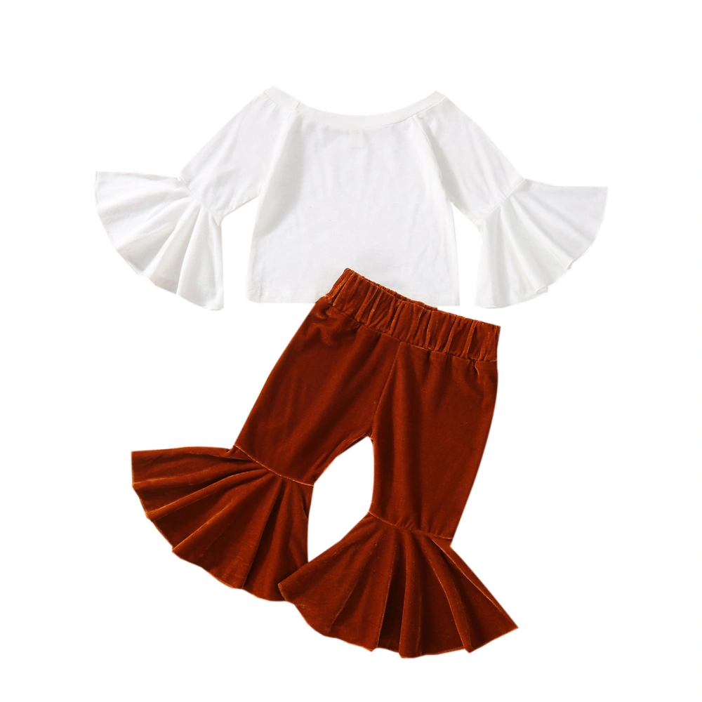 Baby Girl Outfit Set, Long Flared Sleeve T-Shirt Bell-Bottoms Pants