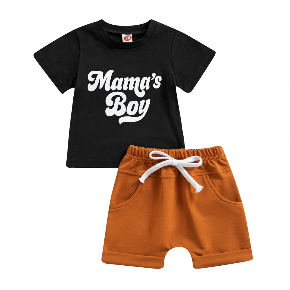 Baby Boys Summer Outfits Letter Print T-shirt and Rolled Hem Shorts