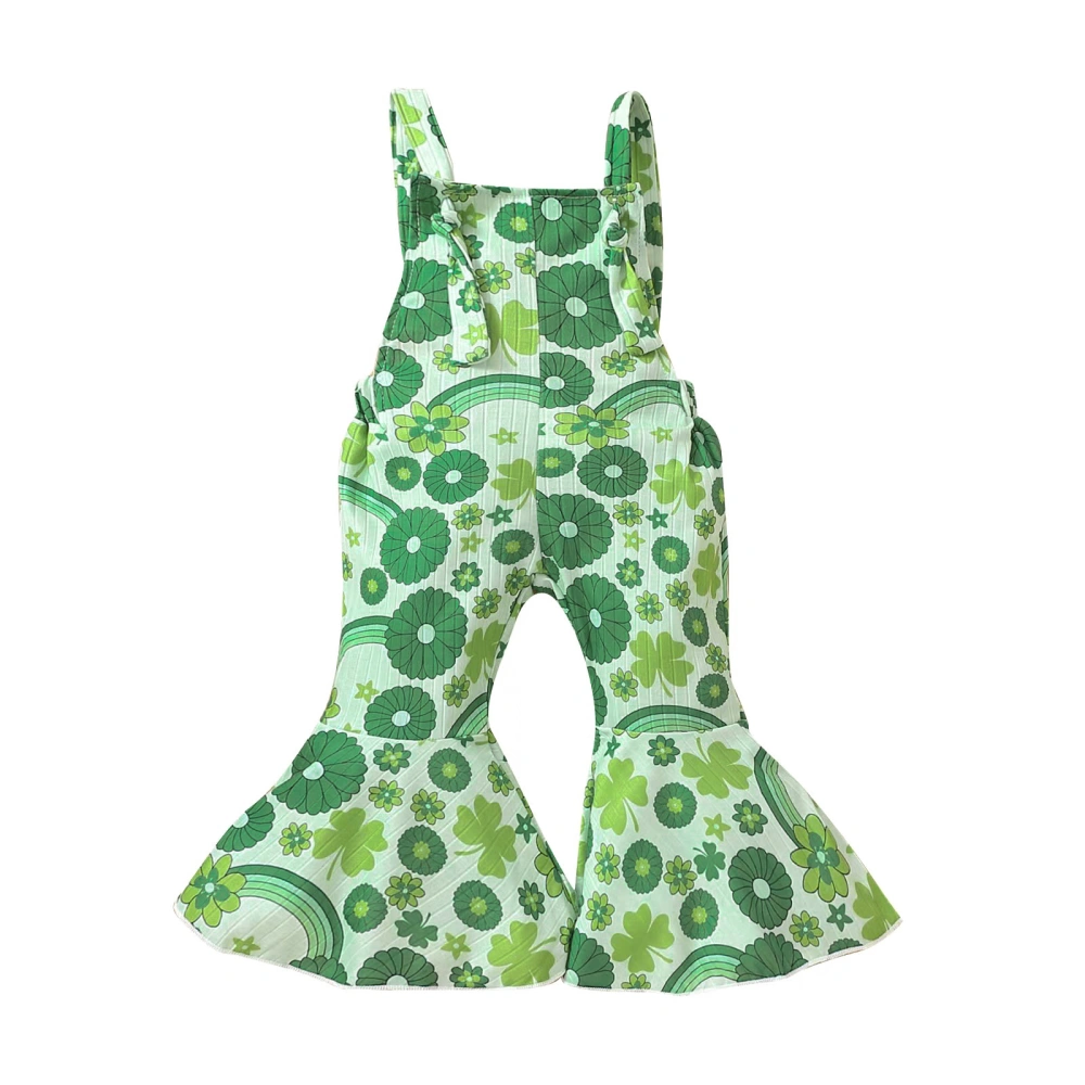 Kid Girl Romper Sleeveless Four Leaf Clover Bell-Bottomed Pants