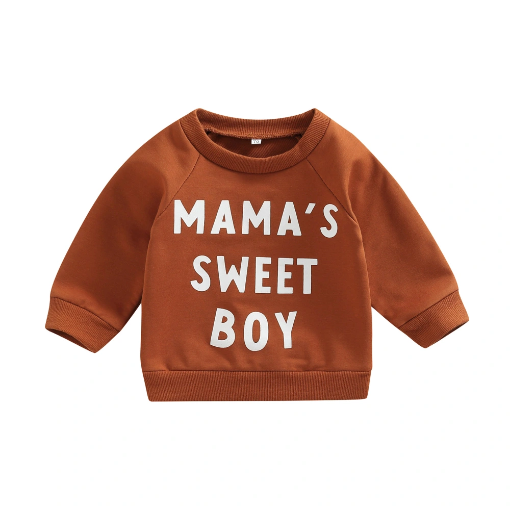 Baby Boy Long Sleeve Pullover, Letter Print Round Neck Simple Tops