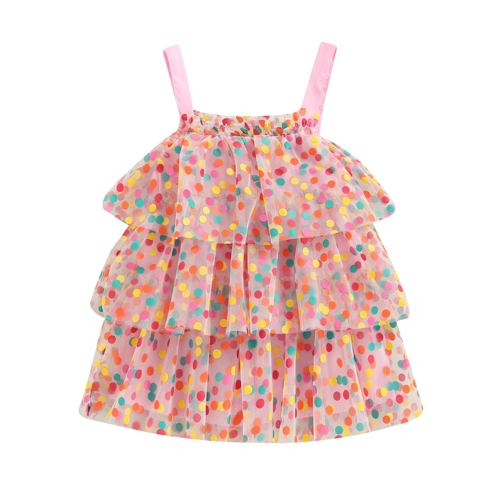 Baby Kids Girl’s Slip Dress, Sleeveless Dots Print Summer A-line Dress