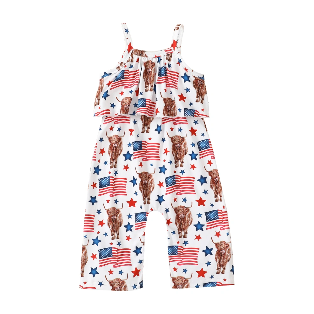 Baby Girl Romper Summer Sleeveless Bull Jumpsuit for Casual Party 