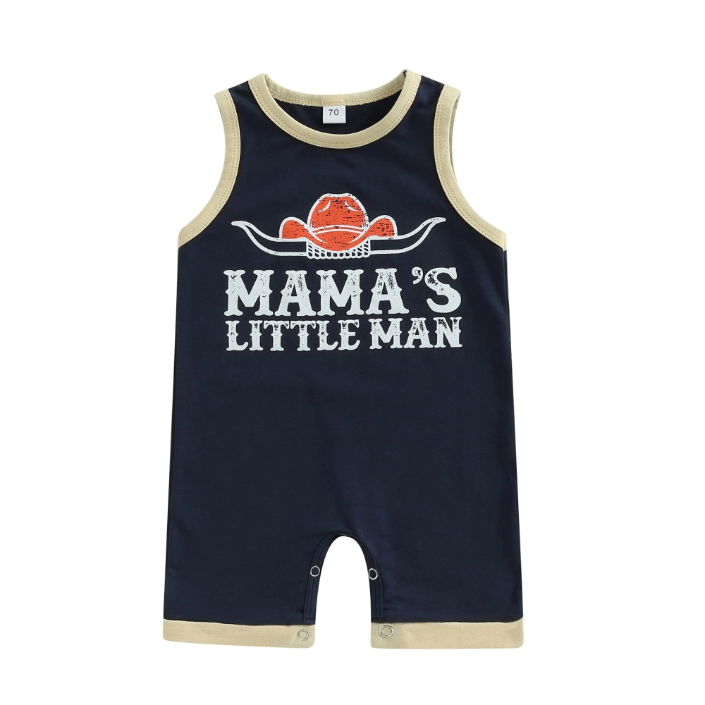 Baby Boys Jumpsuit, Sleeveless Crew Neck Letters Print Summer Romper