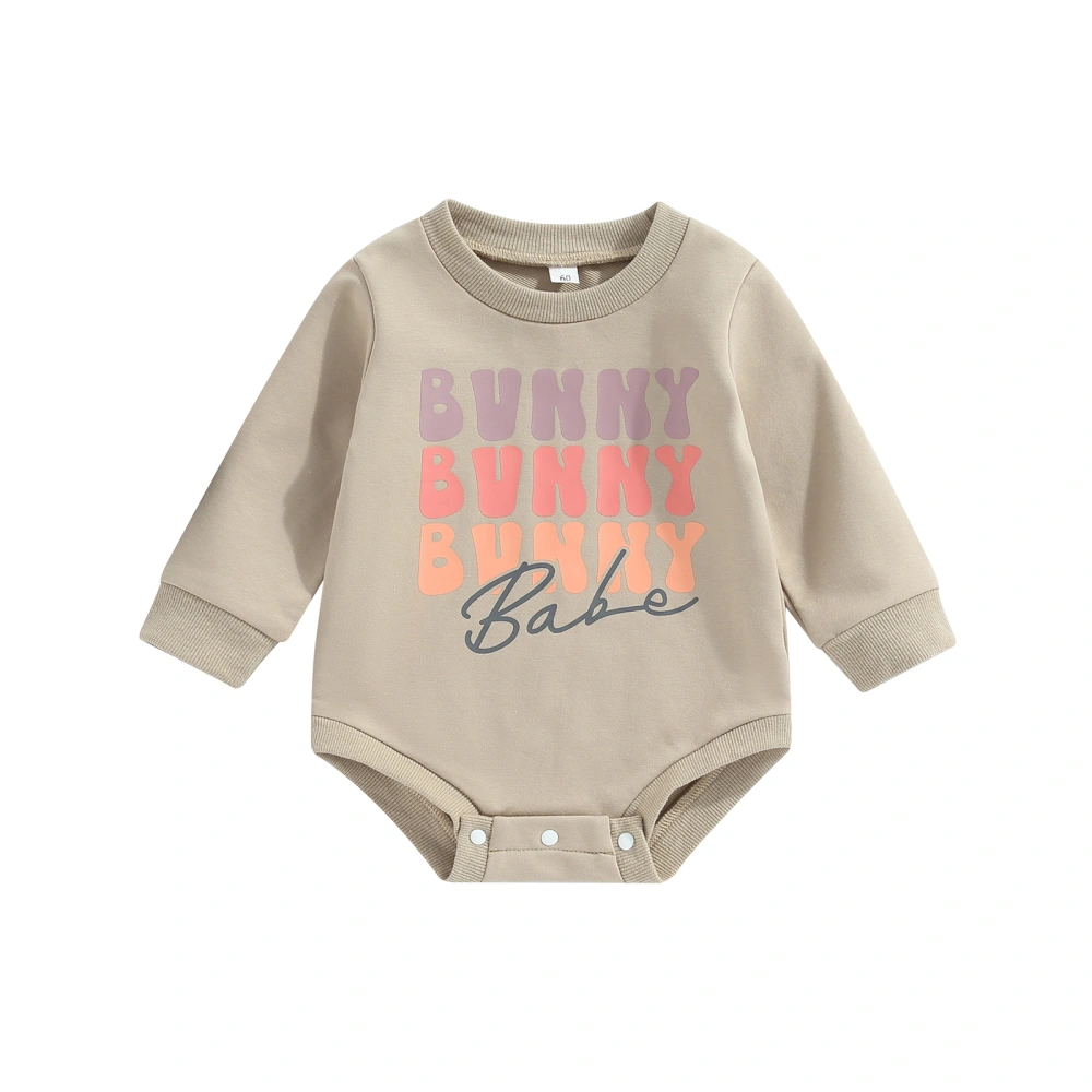 Easter Baby Boys Girls Romper Letter Print Long Sleeve Bodysuits