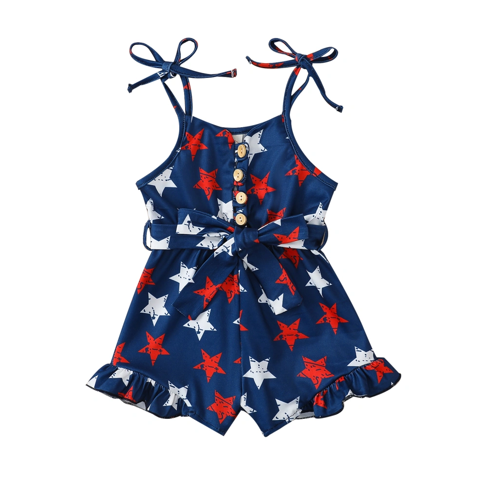 Independence Day Girl Jumpsuit Shorts Star Print Rompers Playsuit 