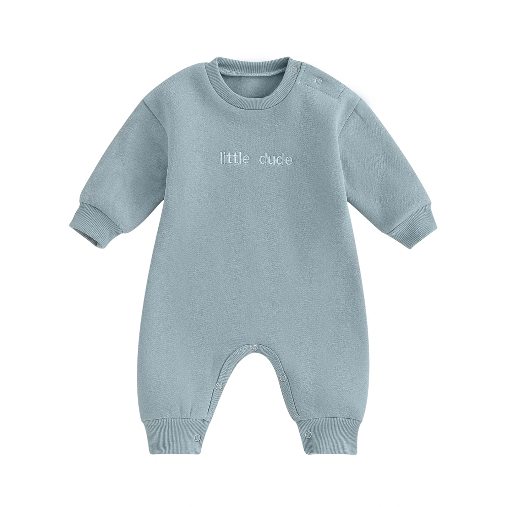 Baby Boys Jumpsuit Cute Letter Embroidery Long Sleeve Footless Romper