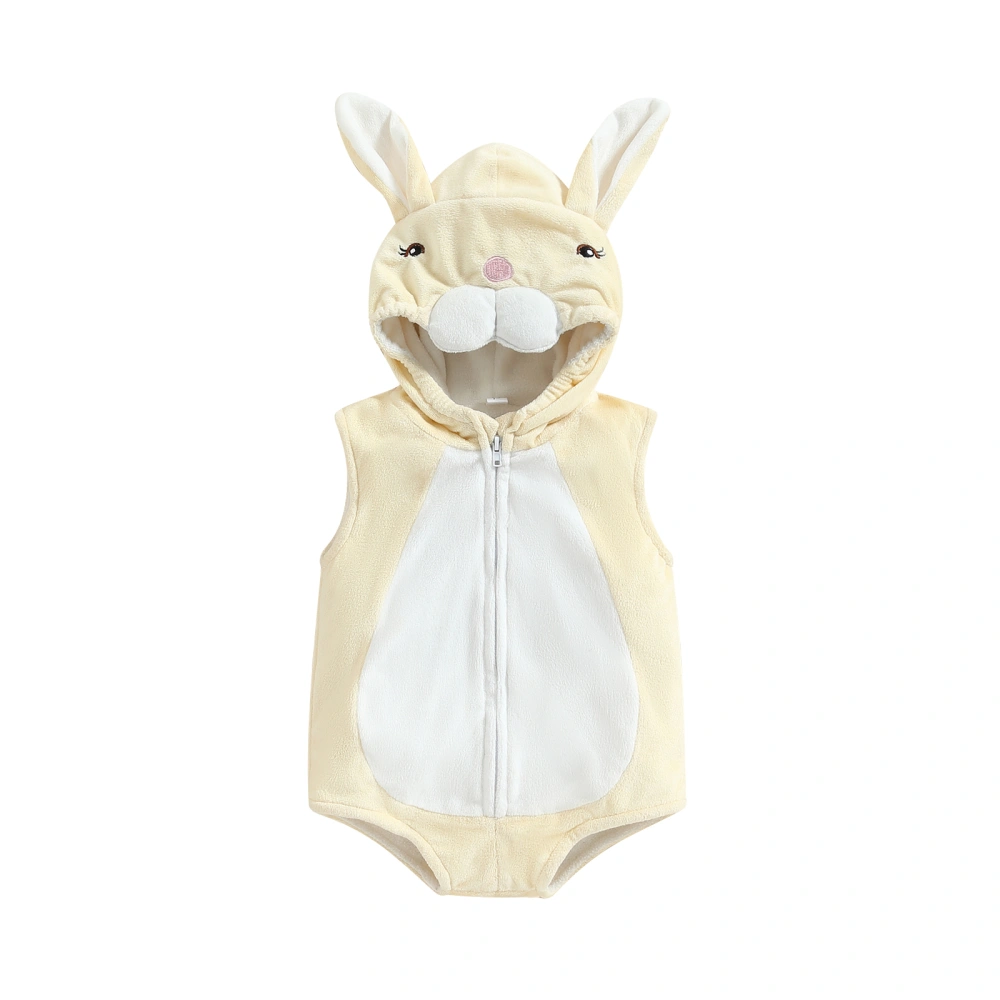 Baby Bunny Romper, Sleeveless Zip Up Plush Bodysuit Easter Clothes