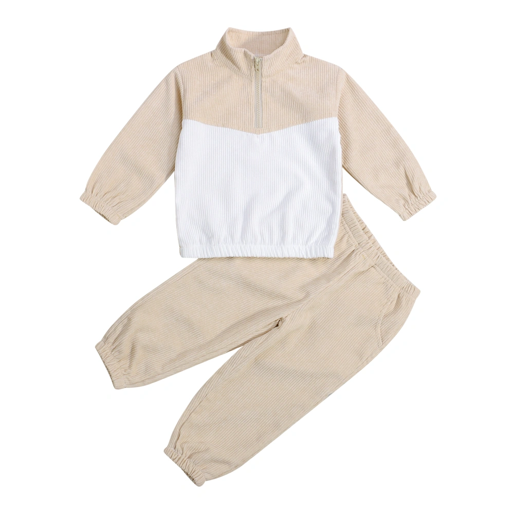 Baby Sweater + Trousers, Color Block with Pocket Decoration Zipper