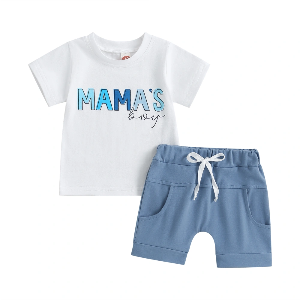 2Pcs Baby Boy Summer Outfits, Short Sleeve Letter Tops + Shorts Set