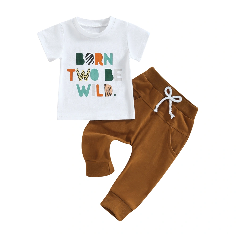 Kid Girls Boys Letters Print Loose Shirt + Drawstring Jogger Pants 