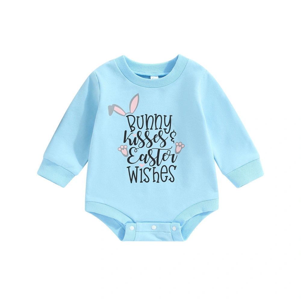 Baby Boys Girls Easter Romper, Long Sleeve Print Sweatshirt Bodysuit