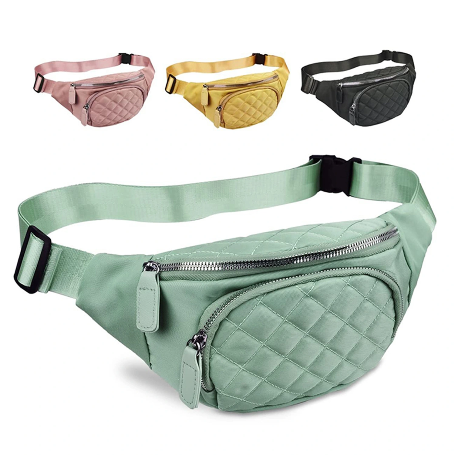 Women Fanny Pack Lightweight Quilted Waist Chest Bag Belt Purse