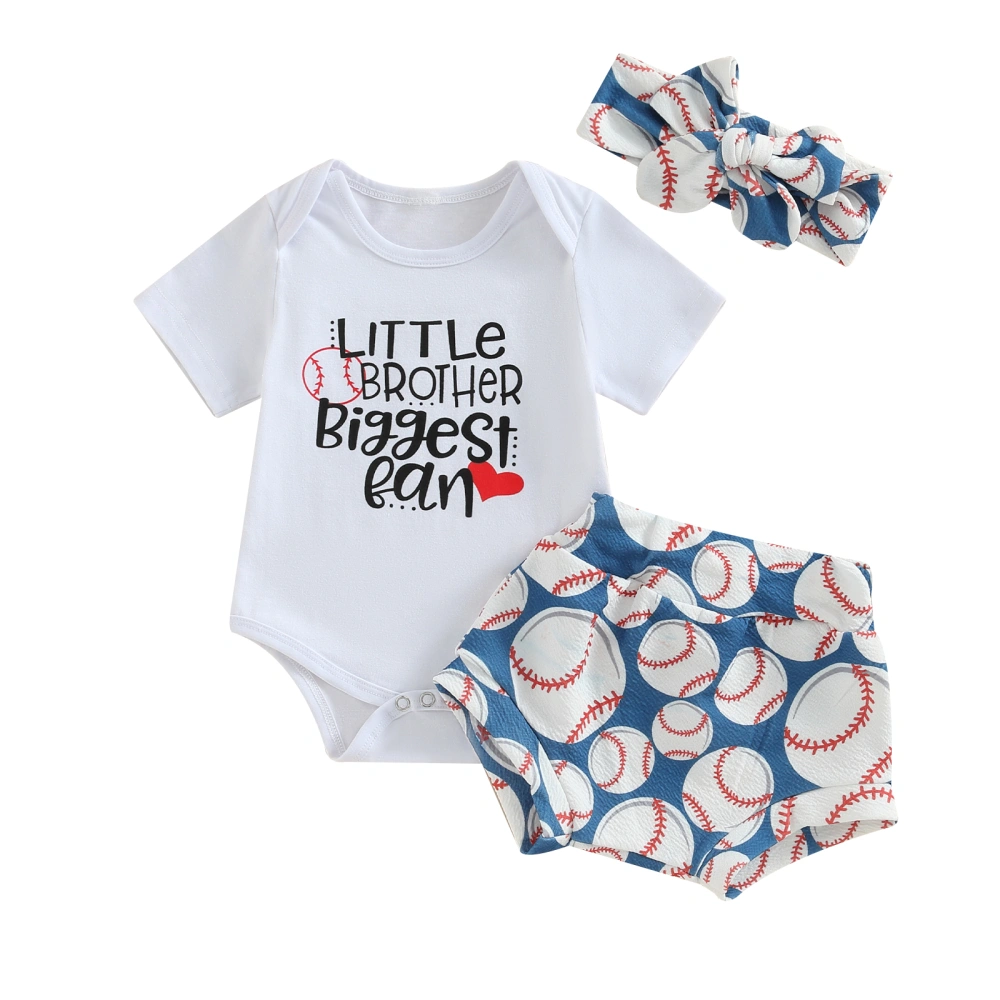 Baby Boys Summer Outfits, Letter Romper + Baseball Shorts + Headband