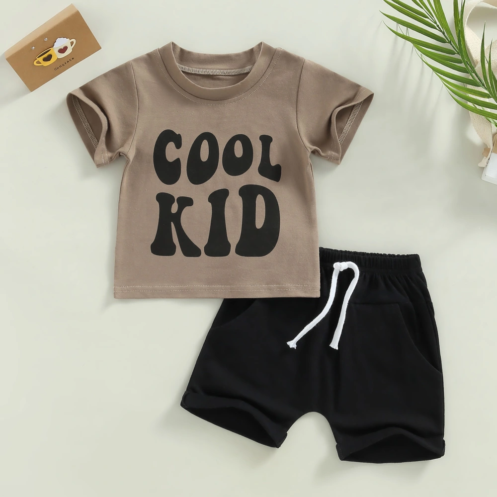 Boys Short Sleeve Round Neck Letters Print Tops Short Pants Outfits