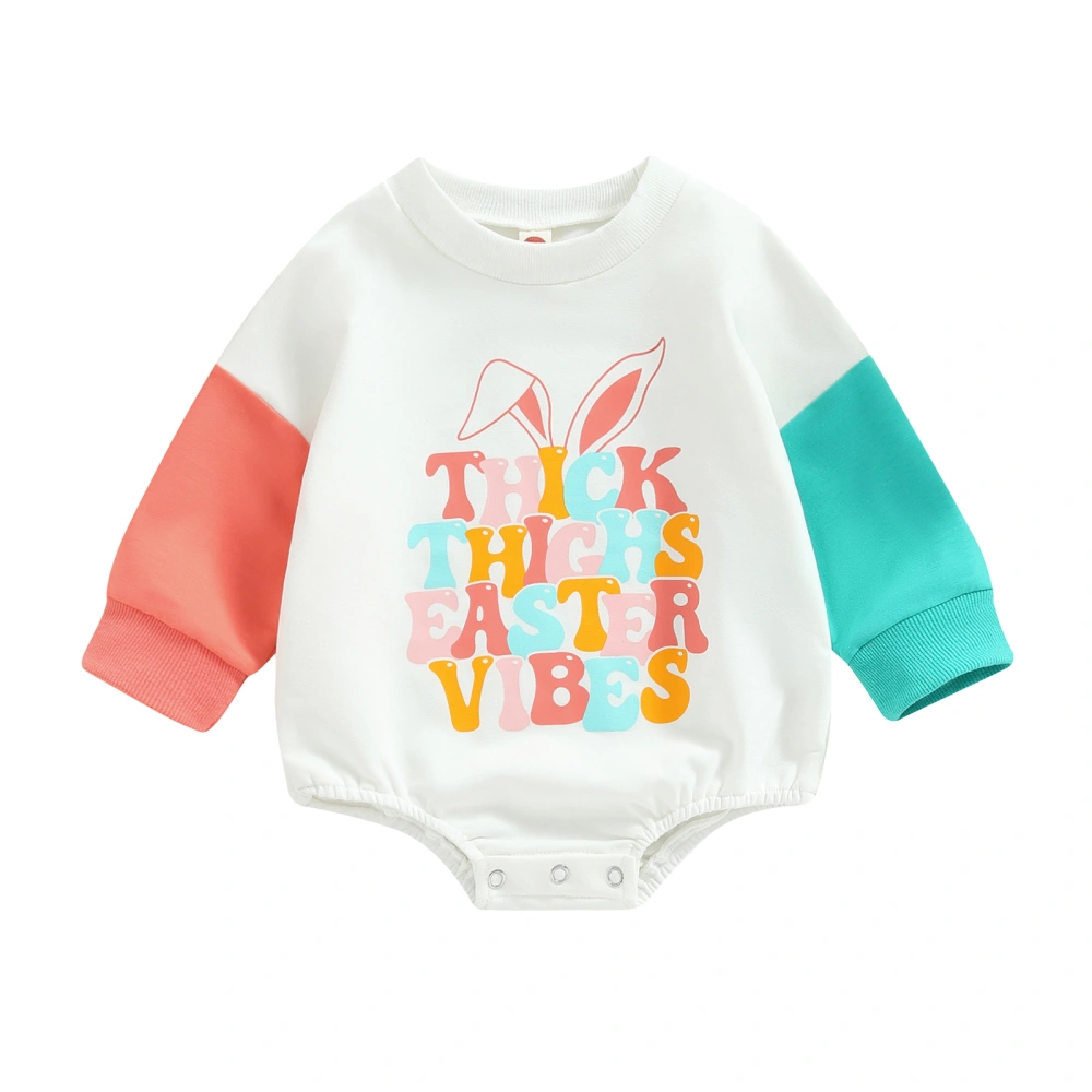 Easter Toddler Baby Rompers Bunny Letter Print Long Sleeve Jumpsuit