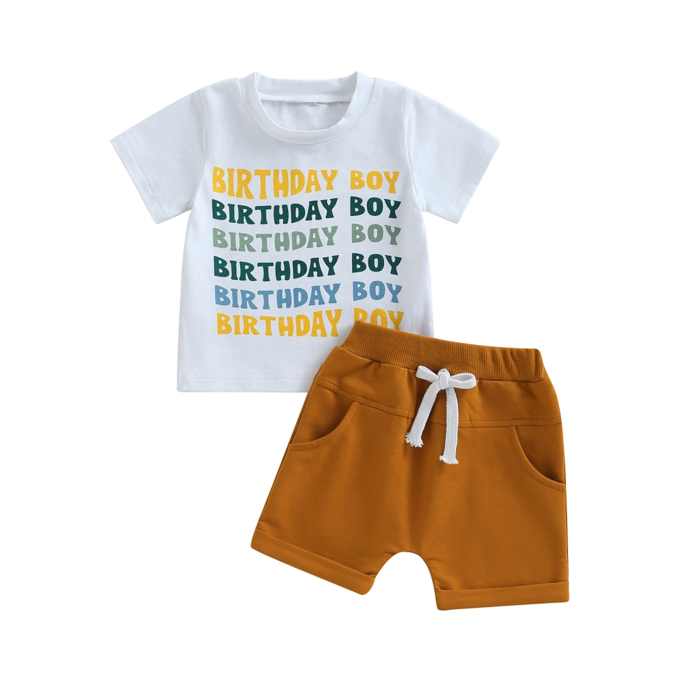 Baby Boys Birthday Outfits Letter Print T-Shirt and Elastic Shorts