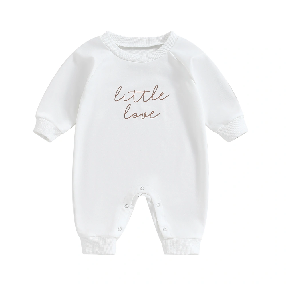 Baby Jumpsuit, Long Sleeve Crew Neck Letters Print Fall Romper