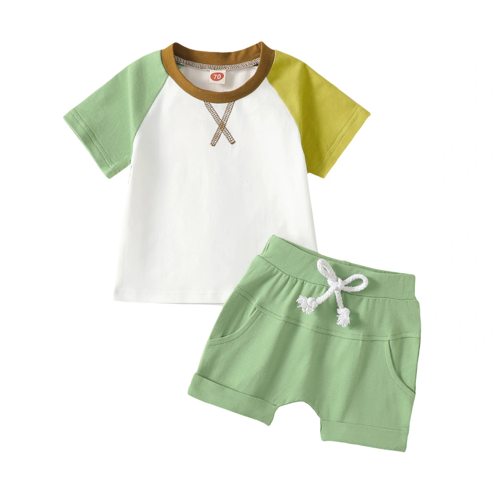 Infant Boys Summer Outfit Contrast Color Short Sleeve T-Shirts Shorts