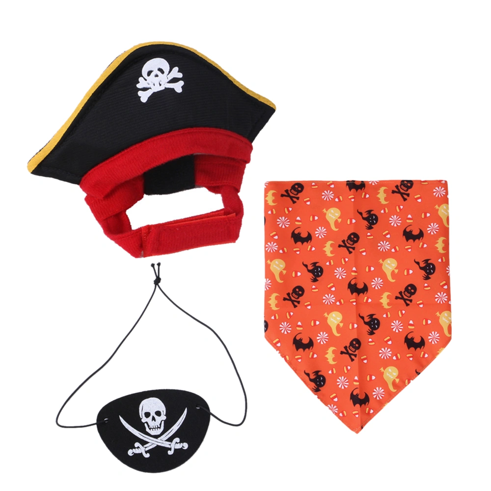 Halloween Pet Pirate Costume, Funny Captain Cap Bandana Eye Patch Set