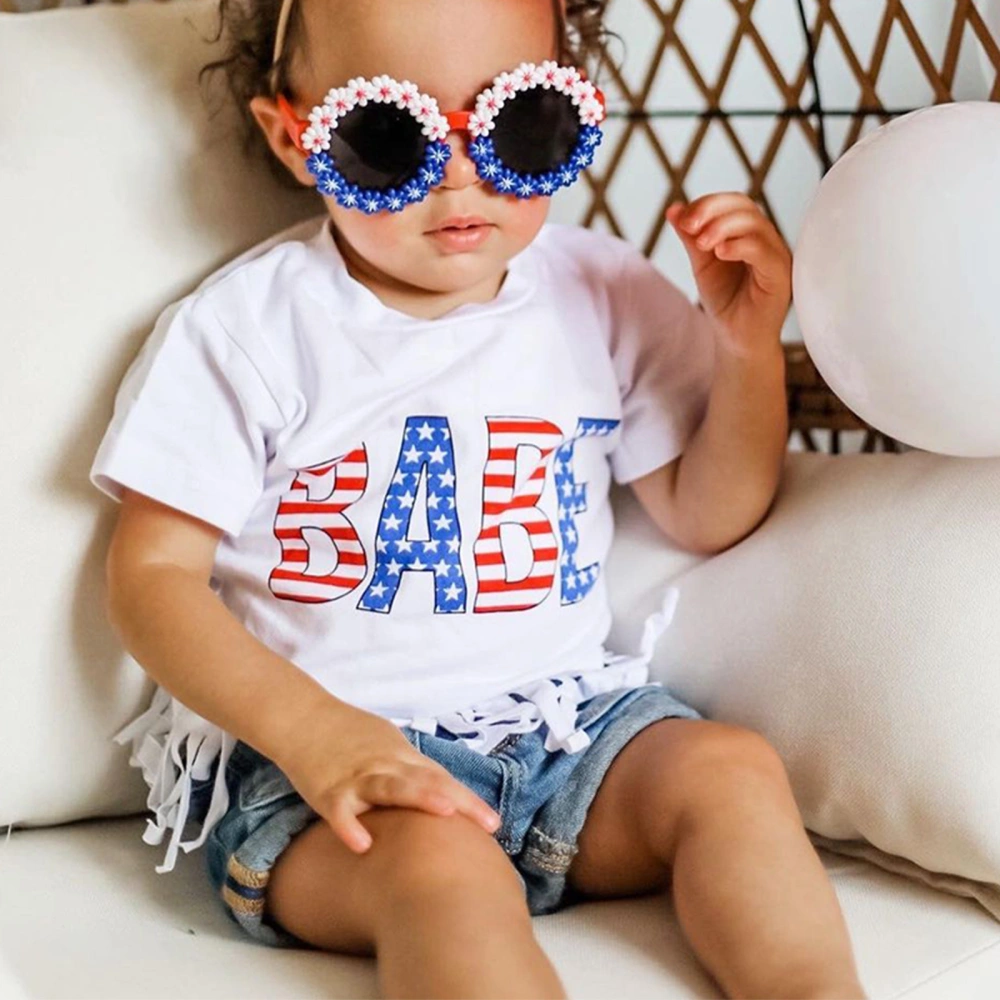 Independence Day Kids Girls Clothes Stripe Stars Letter Shirts Shorts