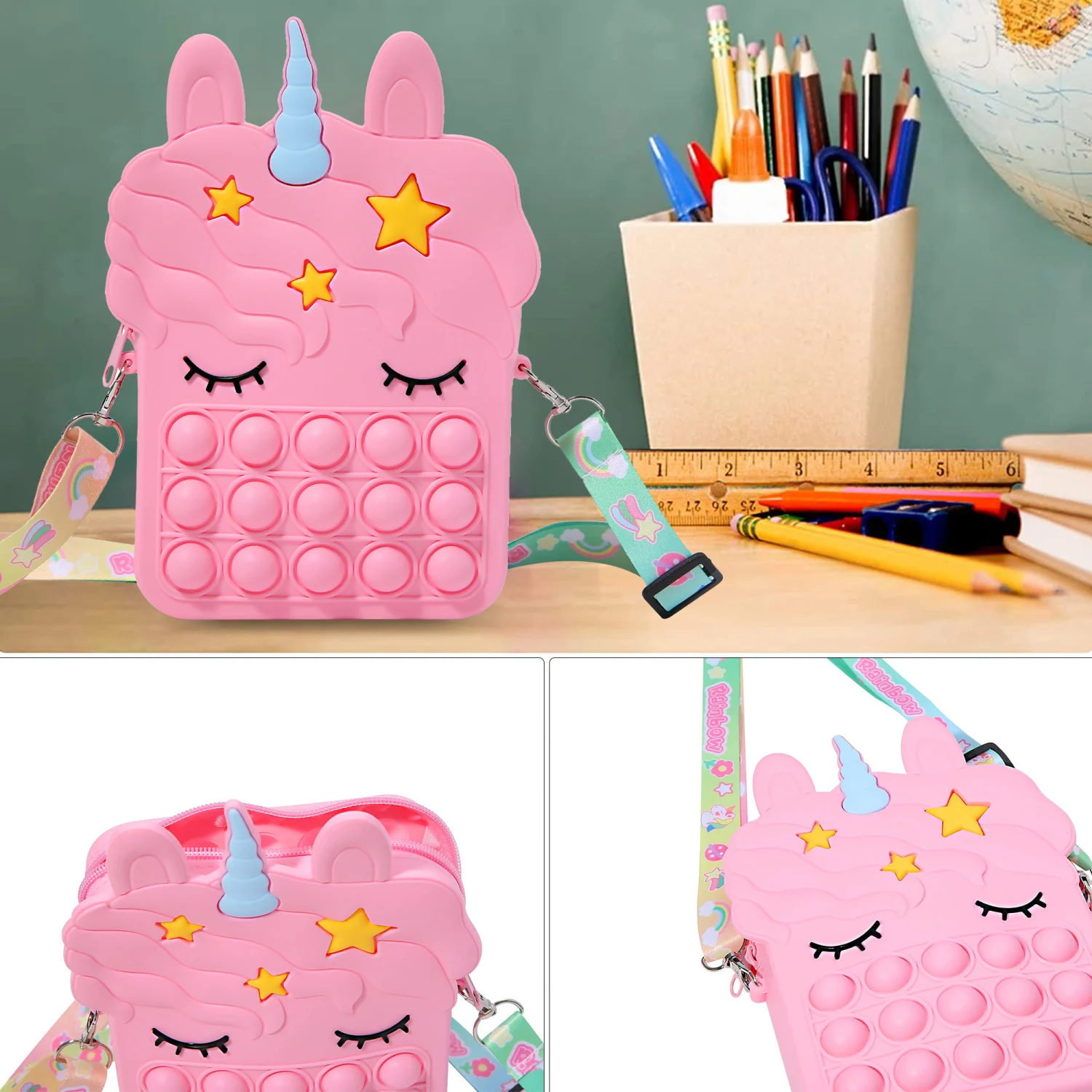 Kid Bubble Shoulder Bag Girl Cartoon Unicorn Cross Body Party Wallet