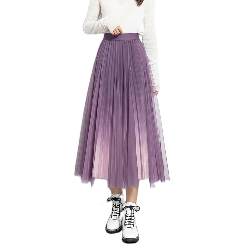 Women's Autumn A-Line Skirt, Gradient Shining Starry Sky Tulle Skirt