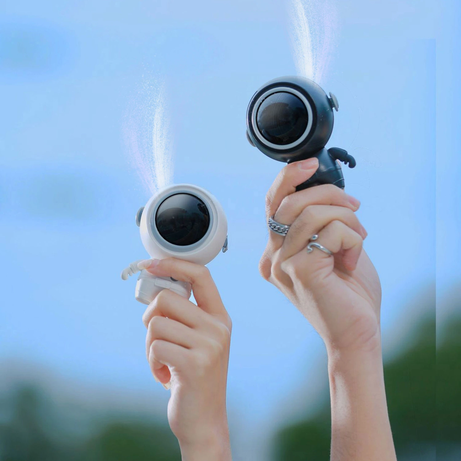 Portable USB Mini Fan, Daily Desktop Handheld Cartoon Fan with Strap