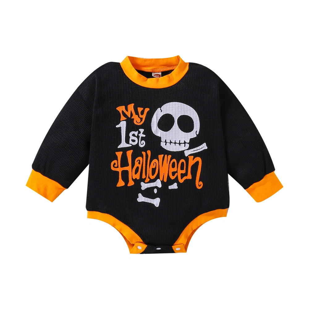 Infant Baby Halloween Romper, Long Sleeves Skull/Bat Print Jumpsuit