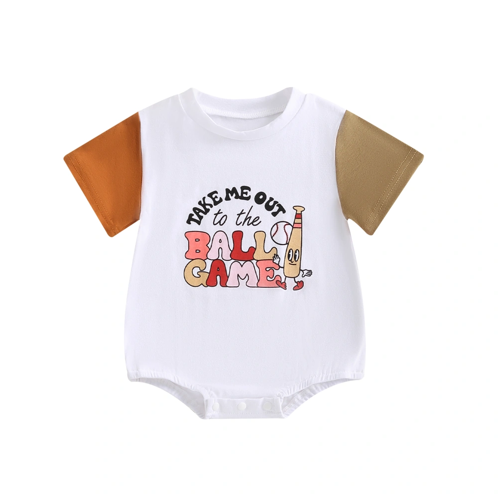 Summer Baby Jumpsuit Baseball Letter Print Short Short Sleeve Romper