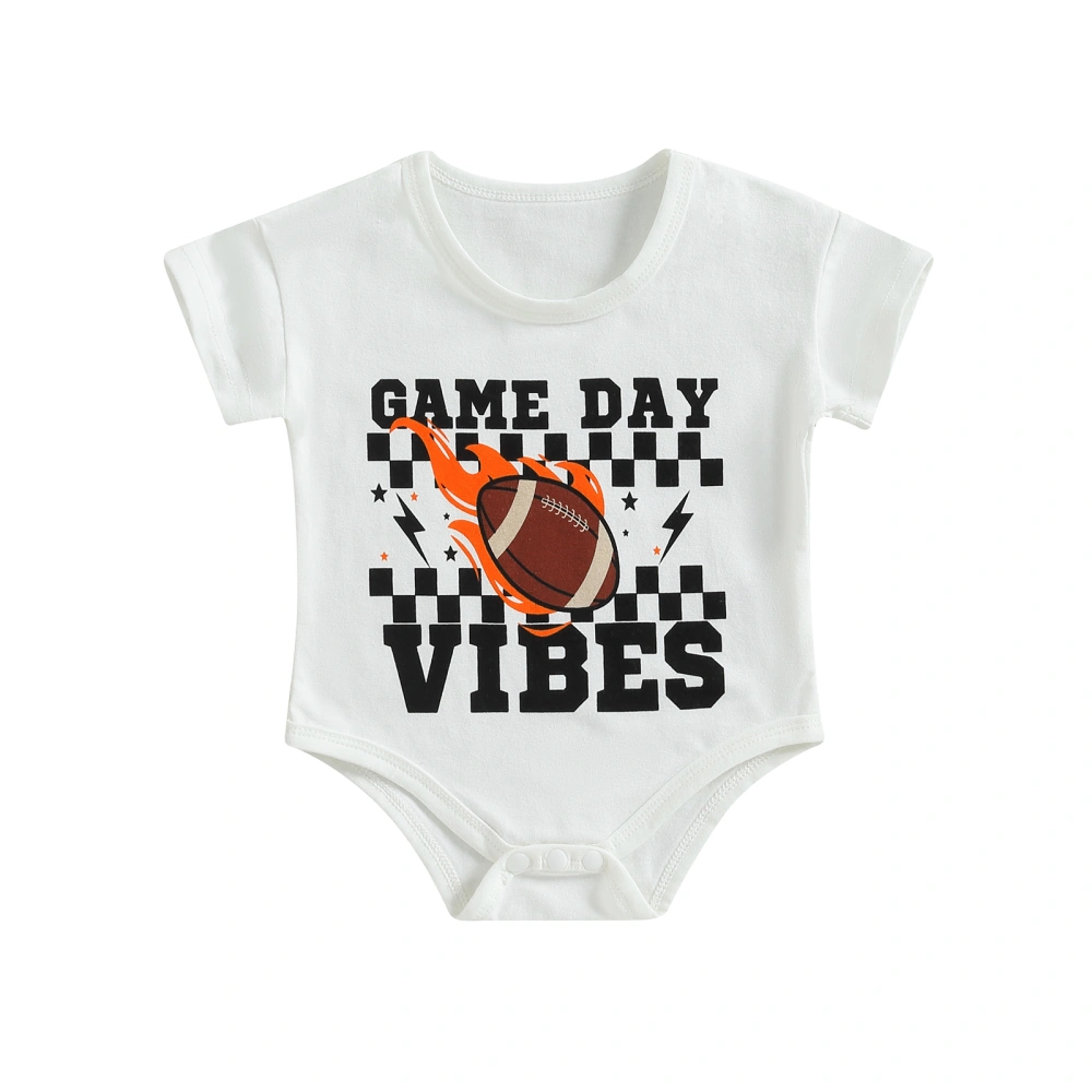 Infant Baby Summer Romper, Short Sleeve Rugby Letter Print Bodysuit