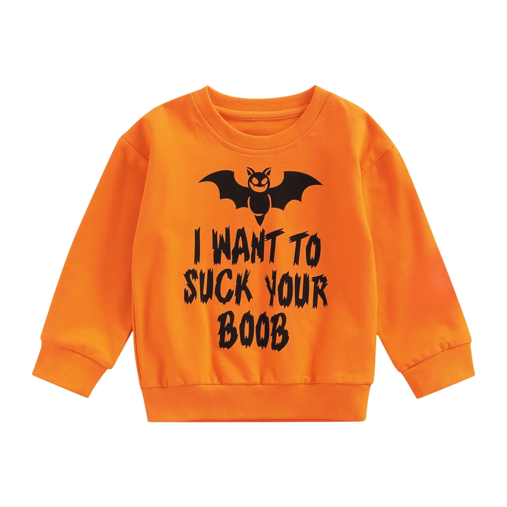 Toddler Halloween Sweatshirt, Print Crew-Neck Long Sleeve Tops