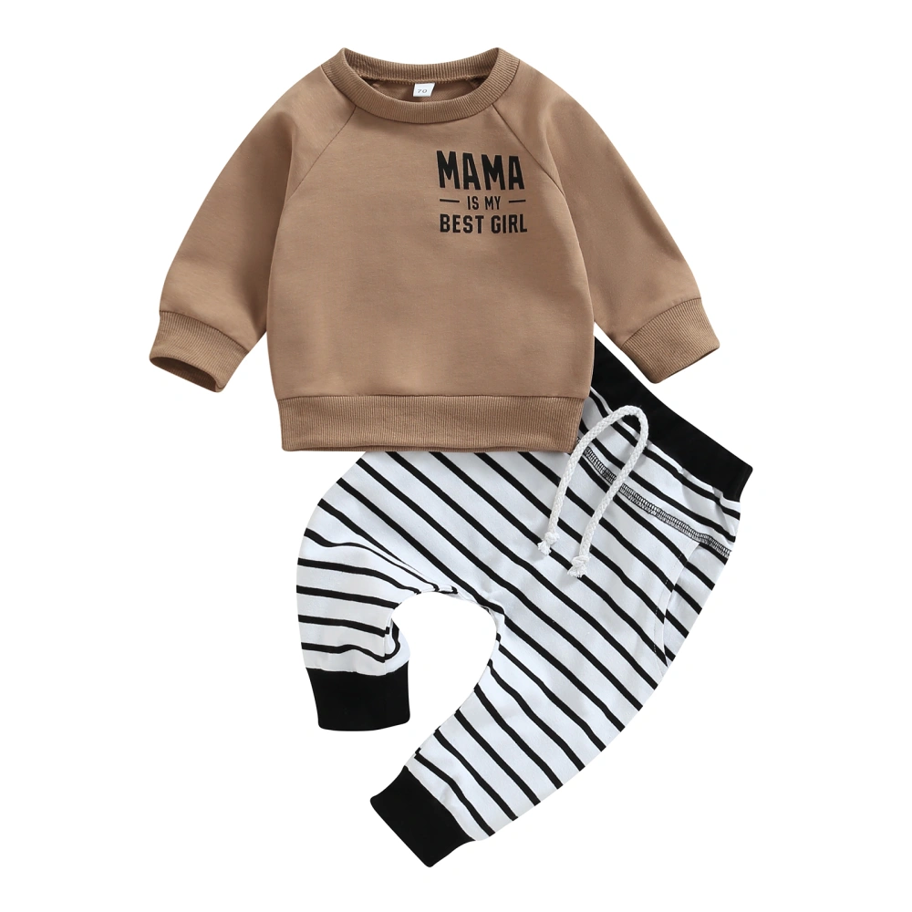 Toddler Boys 2pcs Outfits Letter Print Sweatshirt and Striped Pants 