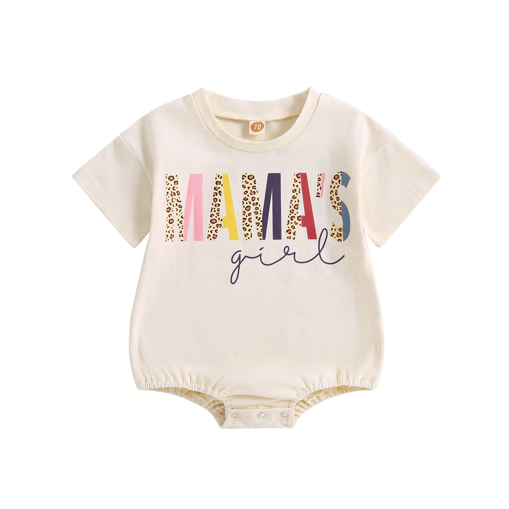 Baby Girls Romper, Short Sleeve Letters Print Summer Bodysuit