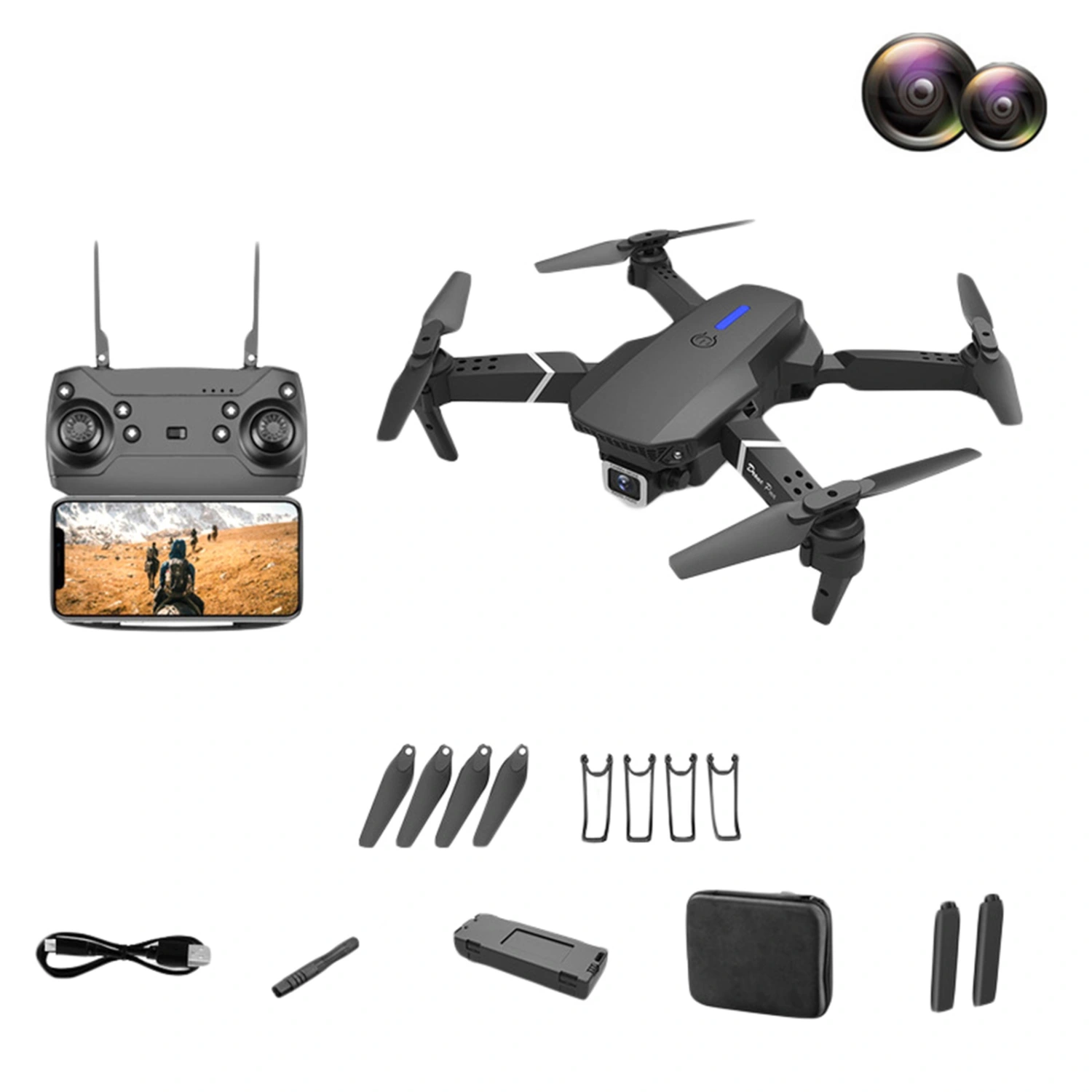 Remote Control UAV, Dual Lens 4K HD Aerial Photography Quadcopter