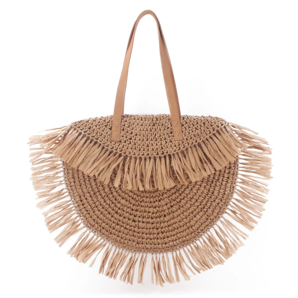 Zipper Tassel Woven Bag Summer Beach Bags Straw Handwoven Bag