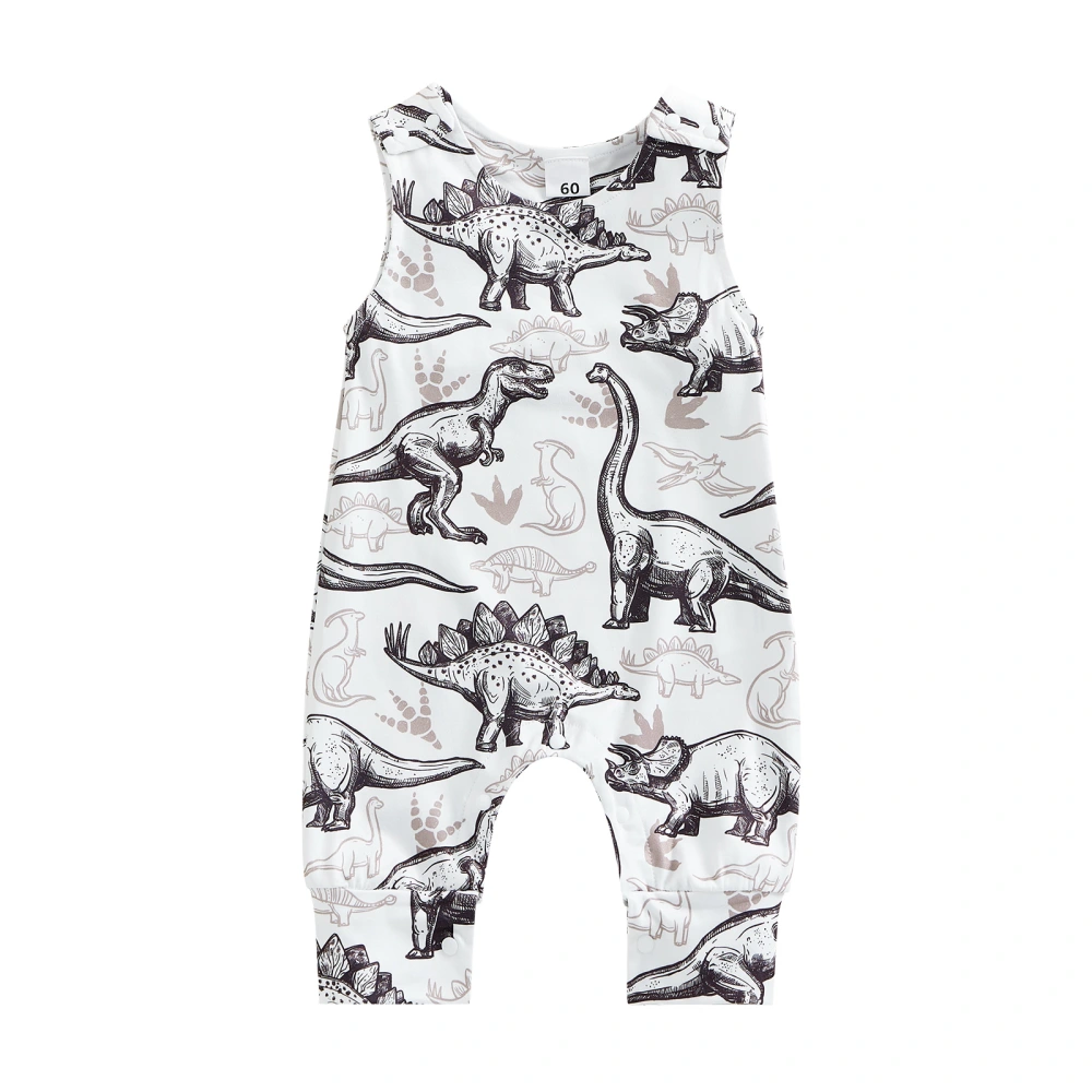 Baby Girls Boys Sleeveless O Neck Dinosaur/Fish Print Romper