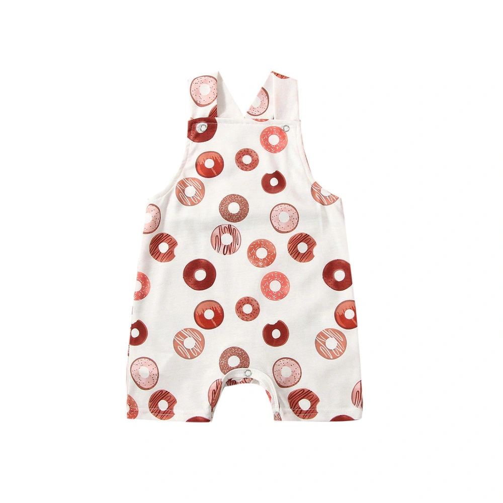 Baby Doughnut Print Sleeveless Square Neck Jumpsuit for Boys Girls