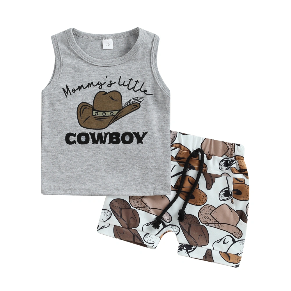 Baby Boys Shorts Set Cowboy Hat/Bull Print Tank Top + Shorts