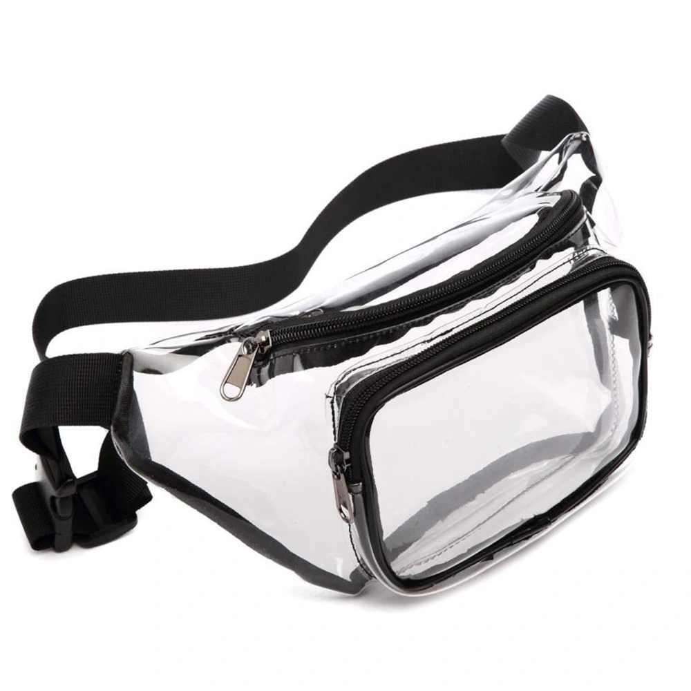 Women Men Waist Bag Splice Clear Double-Layer Zip Waterproof Waist Bag