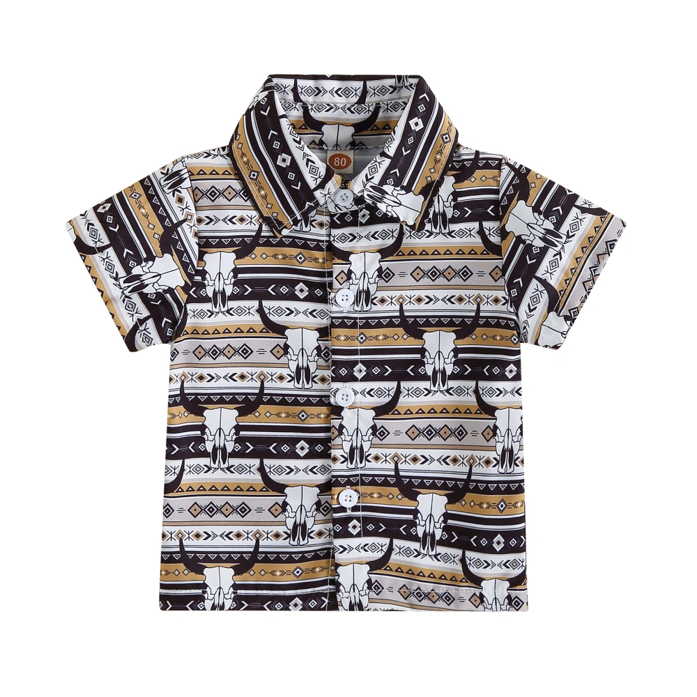 Baby Boy Summer T-shirt Western Short Sleeve Button Up Shirt