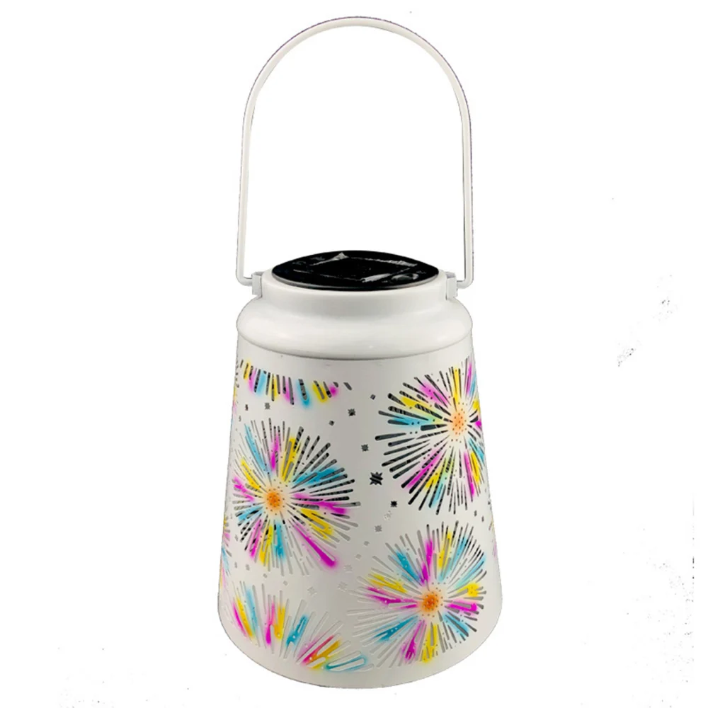 Solar Portable Lantern, Wrought Iron Firework Projection Decoration