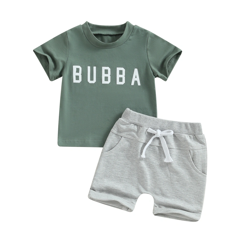 Toddler Boys Short Sleeve Letter Print Tops and Drawstring Shorts Sets