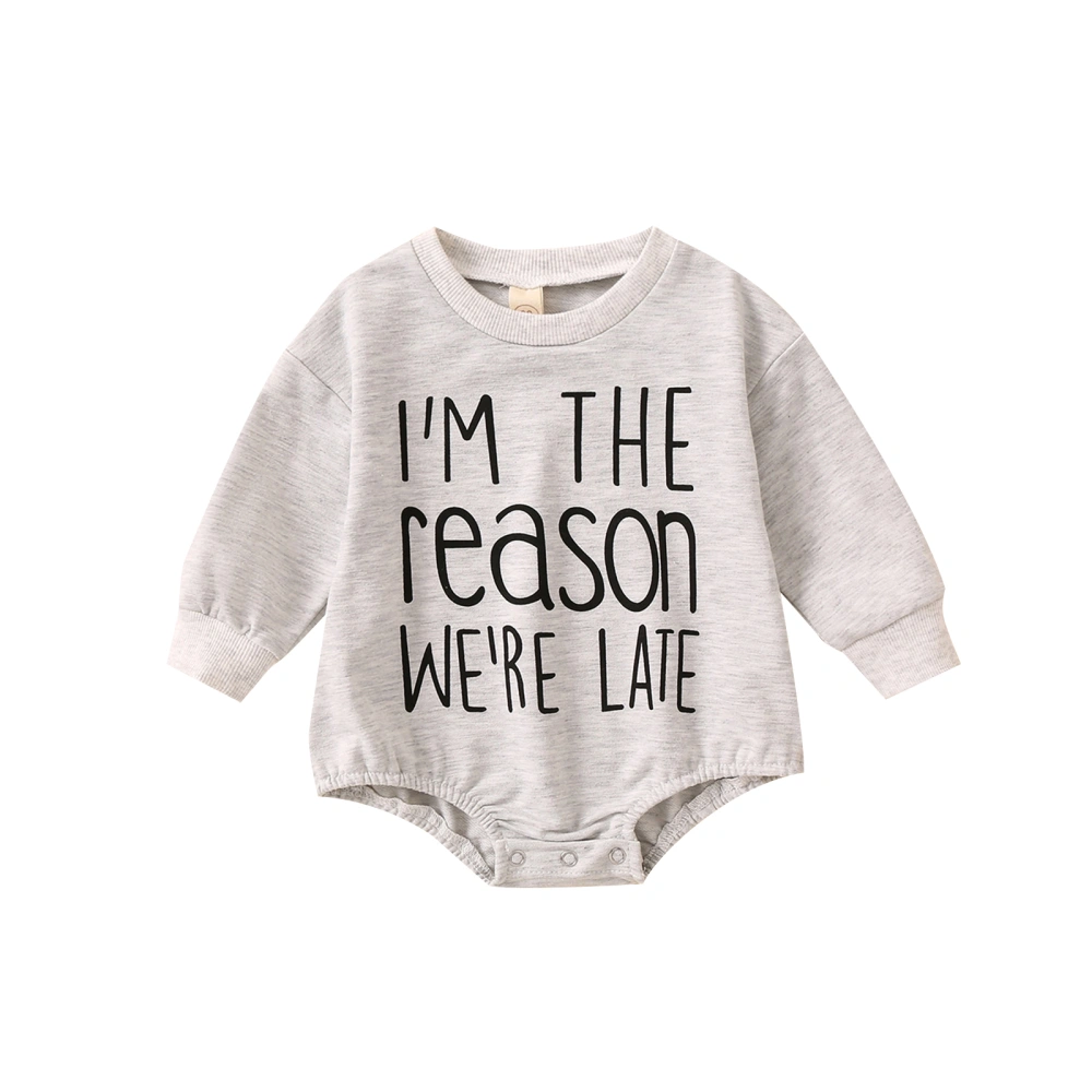 Infant Baby Girls Boys Romper Letter Print Crew Neck Jumpsuits