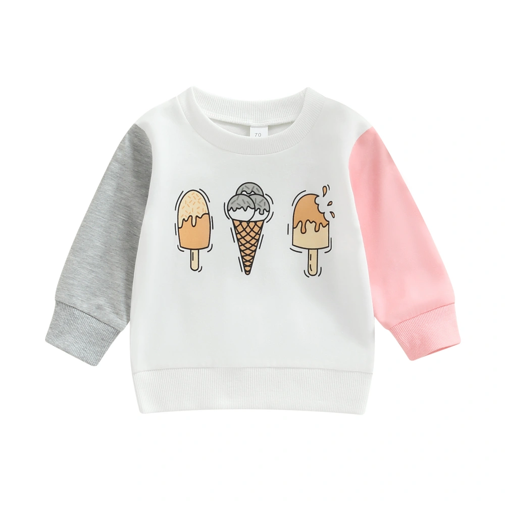 Baby Girls Sweatshirt Ice Cream Print Long Sleeve Pullover T-shirt