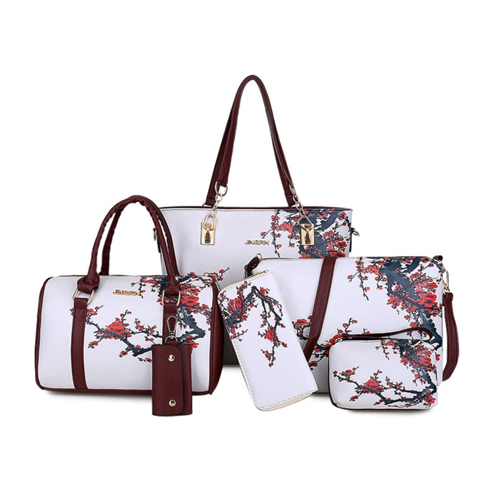 Female Large Capacity Floral Print Shoulder Bag Handbag Purse Set