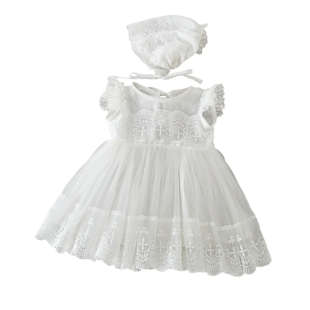 Baby Baptism Dress, Toddler Girls Lace Ruffled-Sleeve Bubble Skirt