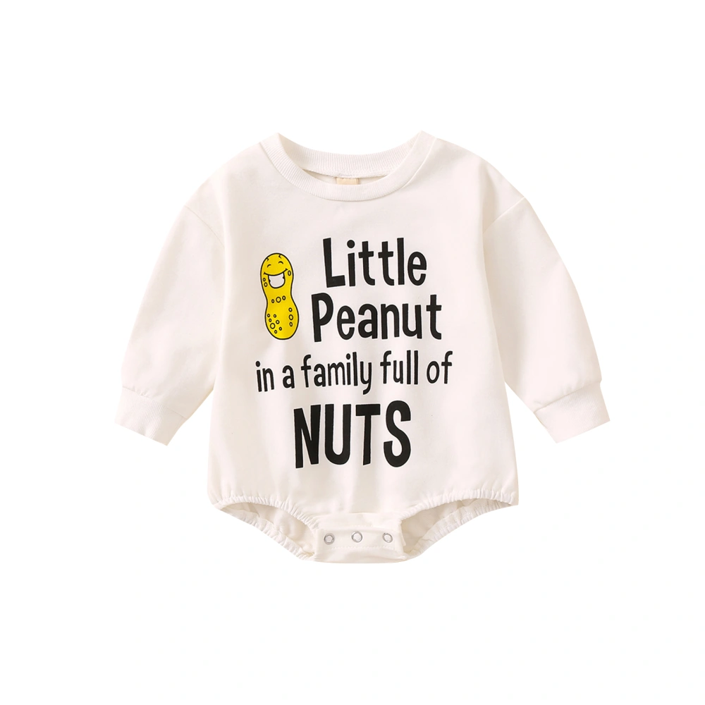 Baby Girls Boys Long Sleeve O Neck Letter Peanut Print Playsuit