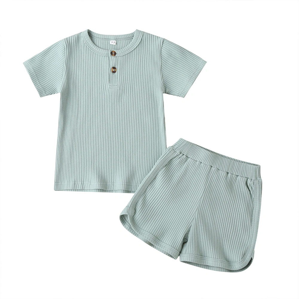 Children Solid Color Short Sleeve Tops and Short Pants 2-piece Suits