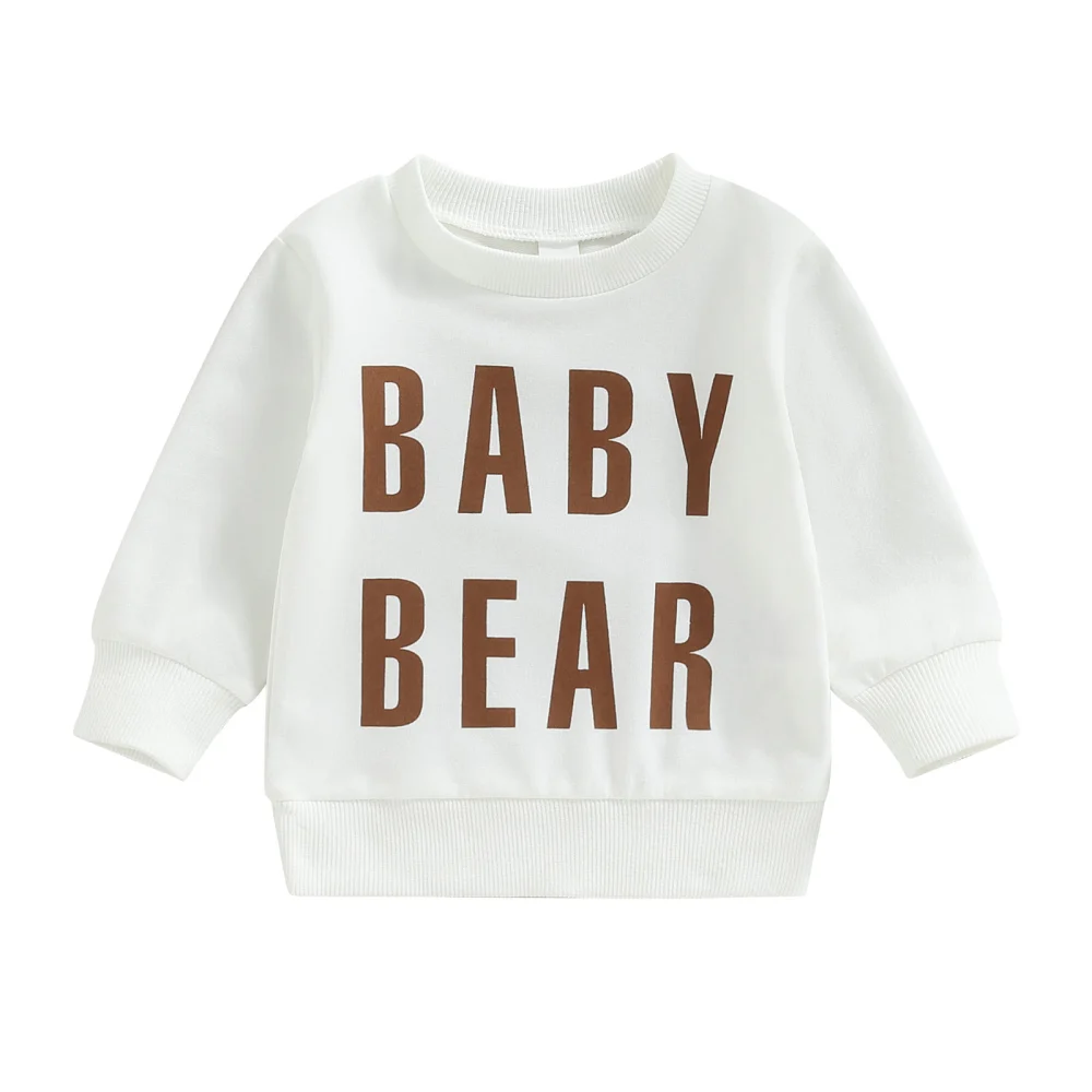 Baby Girls Boys Sweatshirt Long Sleeve Letters Print Pullover Tops