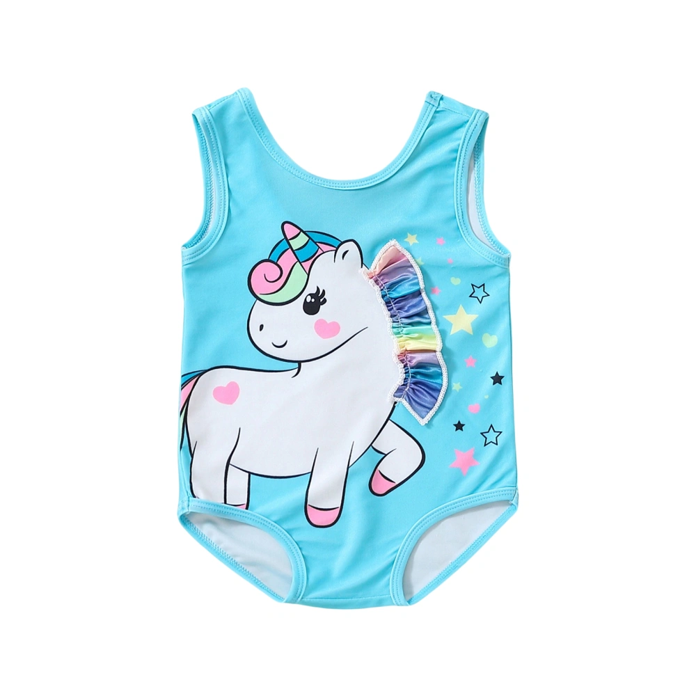 Toddler Girls Sleeveless Cartoon Animal & Star Print Swimsuit